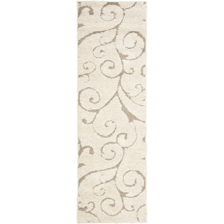 Safavieh Shag Power Loomed Runner RugCream & Beige 2 ft. 3 in. x 21 ft. SG455-1113-221